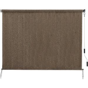 SEEYE Outdoor Sunshade Roller Shades 120" W x 96" H, Cordless Roll Up Shade Blinds Privacy Screen with 90% UV Protection, Exterior Patio Shade Cloth for Porch Pergola Balcony Backyard Windows, Mocha