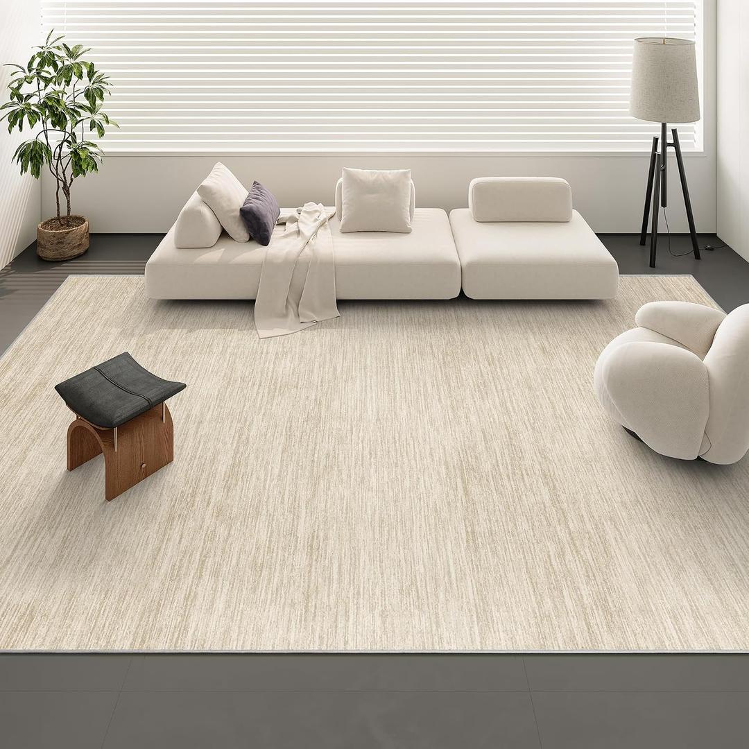 Valenrug Washable Rugs 8x10 - Non Slip 8x10 Area Rugs for Living Room, Stain Resistant Area Rugs for Bedroom, Foldable Machine Washable Area Rug(8'x10', Beige)