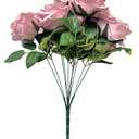 Ribiliwer Artificial Roses 12 Heads UV Resistant Indoor Fake Flower Fake Silk Roses Realistic Roses for Wedding Centerpieces Flower Arrangement Home Decor Mauve