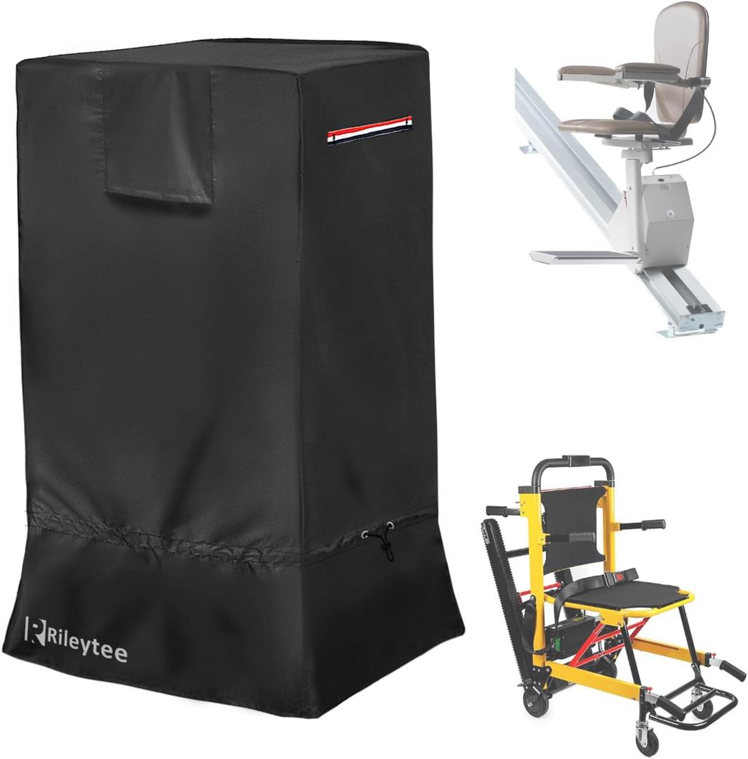 Rileytee Stair Lifts Cover,Outdoor Indoor Heavy Duty 600D Waterproof Dustproof Stair Climbing Wheelchair Protective Cover for Electric Mobile Stairlift