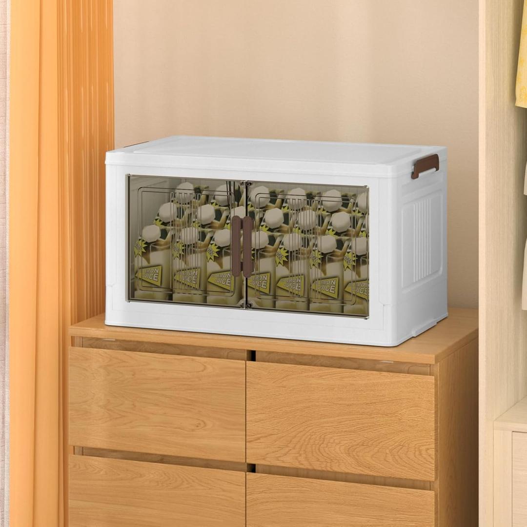 Storage Bins - 1 Pack Closet Organizers, Collapsible Open Front Bins With Lids for Home, Kitchen