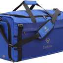 Eackrola Large Sports Gym Bag, Travel Duffel bag with Wet Pocket & Shoes Compartment for men women, 65L, Lightweight (Blue)