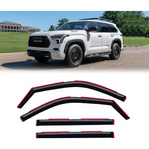 in-Channel Rain Guards for 2023-2026 Toyota Sequoia, Window Visor Shields Vent Deflector Shade Wind Dark Smoke 2024 2025 23 24 25 26, Tape-On Inside-Mount, 4PCS