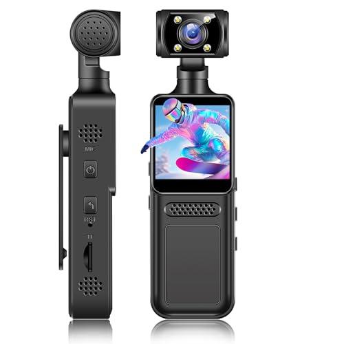 4K WiFi Action Camera with 180° Rotating Lens and LED Light, 40MP Ultra HD, 135° Wide Angle, APP Control Water Proof Handheld Camera for Outdoor Sports, 1000mAh Long Battery