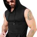 Aiyino Men's Workout Hooded Tank Tops Bodybuilding Muscle Cut Off T Shirt Sleeveless Gym Hoodies (X-Large, Black)