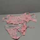 Aranmei Womens Lingerie Lace Lingerie Set with Garter Belt Underwire Bra and Panty 4 Piece (Medium, Pink)
