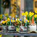 255 Pcs 14 Inch Christmas Garden Stakes Decorative Blue and White Porcelain Ceramic Round Beaded Garden Stakes Decor Fairy Sticks for Indoor Outdoor Yard Lawn Pathway Patio Decoration