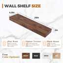 24x6.8x2 Inch Rustic Floating Shelves for Wall Set of 2 - Brown Solid Wood Wall Mounted Shelves with Invisible Bracket, Extended Design for Farmhouse Living Room Bedroom Kitchen Decor