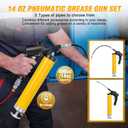 GOOACC Pneumatic Grease Gun 6000 PSI 14oz Heavy Duty Air Operated Grease Gun Kit with 18" Spring Flex Hose Rigid Pipe Coupler Pistol Grip Grease Guns for Automotive Farm Industrial Marine, Yellow 6PCS
