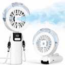 Portable Handheld Misting Fan, 3000mAh Rechargeable Battery Powered Personal Cooling Fan with Water Spray, 5-Speed Wind & LED Display, Small Mist Fan for Travel Outdoor Beach Home