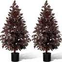Giegxin 2 Pack 3ft Fall Plum Cimicifuga Tree Faux Fall Tree Artificial Cimicifuga Stems Seeded Plant Autumn Plant Decor for Halloween Thanksgiving Front Door Fireplace Mantel Outdoor Indoor Decor