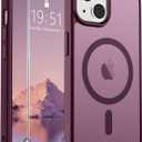 SUPFINE Magnetic for iPhone 15 Case (Compatible with MagSafe) (Military Grade Drop Protection) Slim Translucent Matte Shockproof with Anti-Fingerprint Phone Case, Wine Red