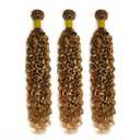 Highlight Honey Brown Bundles 32 32 32 Inch #P4/27 Kinky Curly Bundle Ombre Honey Blonde Human Hair Bundles Quick Weave 3 Bundles 150G Brazilian Remy Hair Extensions