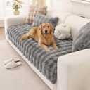 OstepDecor Faux Fur Couch Cover, Soft Plush Couch Covers for Sofa, Fuzzy Cozy Bubble Sofa Covers Washable, Pet Friendly Couch Protectors for Dogs, Dog Mat for Couches and Sofas (35.4" x 70.9", Grey)