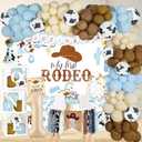 Cowboy 1st Birthday Party Decorations, My First Rodeo Party Supplies, Cowboy 1st Bday Balloon Arch Balloon Box Photo Banner Highchair Banner Crown
