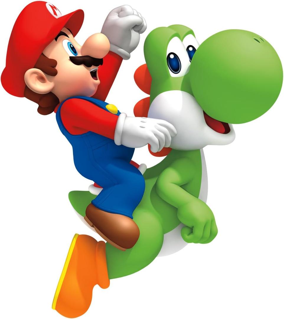 RoomMates RMK1918GM Ninetendo Super Mario Bros. Yoshi and Mario Peel and Stick Giant Wall Decals 23" x 32"