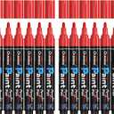 Overseas Red Paint Pens Paint Markers - Permanent Acrylic Markers 12 Pack, Water-Based, Quick Dry, Waterproof Marker Pen for Rock, Wood, Plastic, Metal, Canvas, Glass, Fabric, Mugs. Medium Tip