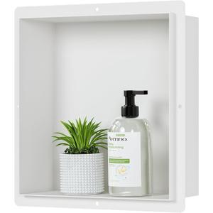 Neodrain Stainless Steel Shower Niche, White Insert Storage Shelf, (12" X 12" X 4"), Tile Recessed Niche for Storage