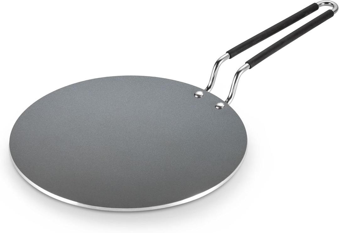 Tramontina Utsava 10.5-Inch Tri-Ply Clad Stainless Steel Ceramic-Coated Curved Chapati Tawa, Nonstick Concave Tava Pan for Roti & Crepe