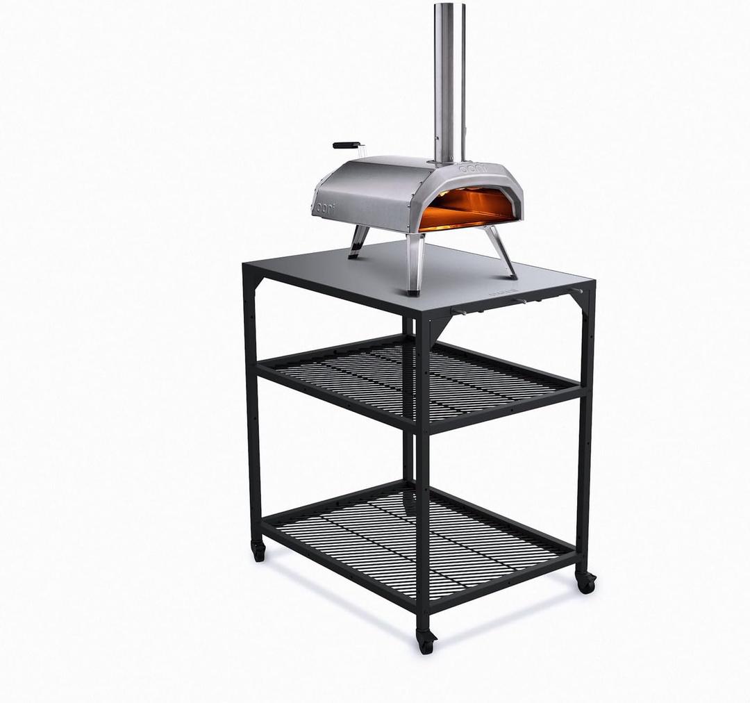 Ooni Medium Modular Table - 31x22x35" Pizza Oven Table Cart, Stainless Steel Pizza Oven Stand, Grill Barbecue Stand, Outdoor Table, Pizza Oven Accessories, Outdoor Pizza Oven Tables, Pizza Station