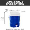 Igloo 2 Gallon Portable Sports Cooler Water Beverage Dispenser, Insulated Cooler Dispenser, Majestic Blue, One Size