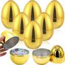 6 Pcs Jumbo Golden Easter Eggs Easter Basket Stuffers Fillers Jumbo Metallic Gold Easter Eggs for Easter DIY Craft Ornaments