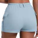 ELLEVEN Cargo Shorts Women Y2K Mini Summer Shorts with Pockets High Stretch Elastic Waist Cotton Casual Hiking Short Skinny Sexy Hot Streetwear Trendy Light Blue Medium (Blue, M)