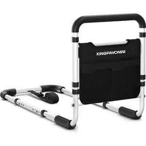 Bed Rails for Elderly Adults Safety - 2026 Upgrade - ASTM Compliant, Adjustable Bed Cane with Non-Slip Ergonomic Handle & Storage Pocket, Bed Railings for Seniors Load 400 LBS, Tool-Free Assembly