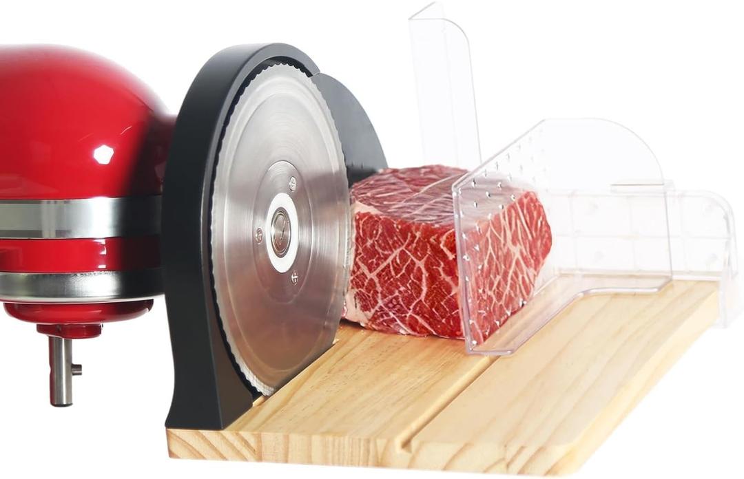 Food Slicer Attachments Compatible with KitchenAid Stand Mixer, Quick and Precise Slicing Accessories for Deli, Meat, Bread, Vegetables, Fruit, and Cheese, Semi-Automatic