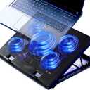 Laptop Cooling Pad 17inch 15.6 14 13 12inch Gaming Cooler Pad Chill Mat 5 Quiet Fans LED Lights and 2 USB 2.0 Ports Adjustable Mounts Laptop Stand Height Angle