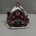 Yinns Christmas Village Houses, Ceramic Houses with Warm LED Light Ornamnet Xmas Village House Christmas Home Decorations (Red-ranch)