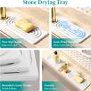 Water Absorbing Stone Tray, Quick Drying Diatomite Bathroom Tray Countertop, Stone Drying Mat for Kitchen Counter, Soap Dish Dispenser Vanity Organizer, White-A-8.3" x 4"