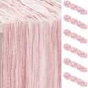 6 Pack Dusty Pink Cheesecloth Table Runner 35x120 Inch 10Ft Rustic Gauze Cheese Cloth Table Runner Sheer Cheesecloth Table Runners for Wedding Party Bridal Shower Decoration