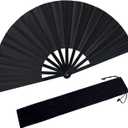 Joyline Boots on The Ground Fan,Large Black Line Dance Popping Fans,Chinese Classic Folding Hand Fan Clacking Fans for Dancing,Performance,Exercise