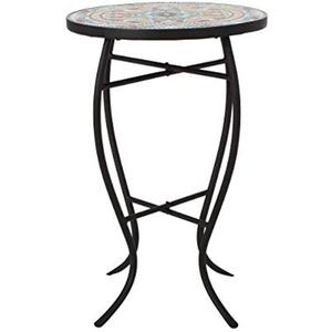 Christopher Knight Home Jimmy Outdoor Side Table with Tile Top, Yellow, Red, Black