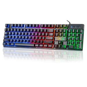CHONCHOW Wired Gaming Keyboard, 104 Keys Full Size, with Anti-Ghosting and Multimedia Keys, LED Backlit Light Up Keyboard for PC Mac Laptop Desktop, Gaming or Office