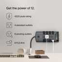 Belkin Surge Protector Power Strip w/ 8 Rotating & 4 Standard Outlets - 8ft Sturdy Extension Cord w/ Flat Pivot Plug for Home, Office, Travel, Desktop & Charging Brick - 4320 Joules of Protection