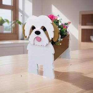 Small Shih tzu Planter Plant Pots, Animal Shaped Planter Pot, Premium Garden Succulent Plant Pots Cute Dog Design, Storage Container Dog Planters for Indoor Plants 9.8 x 6.3 inch