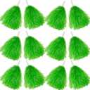 COMICFS 12 PCS Pom Poms Cheerleading Cheerleader Pom Poms Spirited Cheer Pom Poms Cheerleader Pom Poms Baton Handle Fun Pom Poms for Sports Team Party Dance (Soft Plastic- Green)
