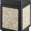 Safco Canmeleon Trash Can, 38 Gallons, Indoor and Outdoor Use, Open Top, Durable & Weather-Resistant Commercial Garbage Can with Stone Panels, Black