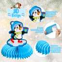 2 x Thenshop 7 Pcs Christmas Party Decorations, Xmas Penguin Honeycomb Centerpieces, 3D Table Decorations with Penguin for Party Supplies Home Indoor Holiday Sign Birthday Baby Shower Supplies