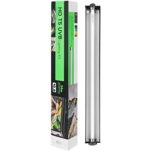 T5 HO 10.0 UVB Light for Reptiles, 24W Light Fixture Combo Kit with Switchable 5.0 & 10.0 UVB Output, 22" Fluorescent Tube UVA UVB Reptile Light for Reptile Eco-Tanks and Aquariums