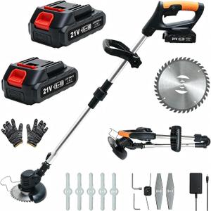 Electric Weed Wacker, Foldable Cordless Weed Eater 21V, Black
Four Interchangeable Blades, Dual 21V Battery System, Flexible Adjustable Design, Comfortable & Easy to Control