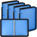Teling 2 Pcs 1 Inch Blue Zipper Binder, Refillable Plastic Clear File Organizer Planner for Projects, Assignments, Memos, School Work, 11.3 x 9.6 Inch