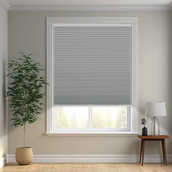Changshade Cordless Cellular Shades,Blackout Honeycomb Shades for Windows,Pull Down Pleated Blinds,Easy to Install for Indoor Windows and French Doors,White(Blackout),34.5" w x 64" h