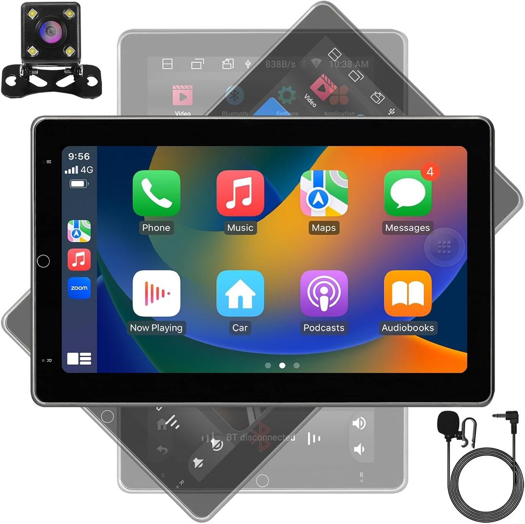 WENMENGDE10 inch 2+32GB Automatic Rotation IPS Full Touch Screen Android Car Radio Audio Video Stereo Player For Double Din With CarPlay Android Auto WiFi BT MirrorLink Split Screen PIP GPS Navigation
