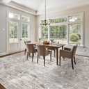 12x12ft Square Living Room Rug Non-Slip Washable Extra Large Floor Carpet for Bedroom, Dining Room, Playroom Room Modern Abstract Neutral Thin Low-Pile Big Indoor Rug (Beige Grey)