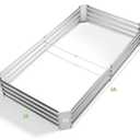 Land Guard 6×3×1ft Galvanized Metal Raised Garden Bed, Metal Planter Kit Box Outdoor for Deep-Rooted Vegetables, Flowers, Green and Herbs, Silver