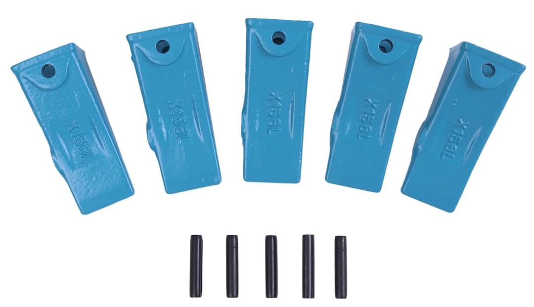 5PK X156L Long Bucket Teeth + 156LPN Long Pins Compatible with Takeuchi TB135 TB145 Bobcat Skid Steer and Mini Excavators 156 TX156 6716001 1914210182