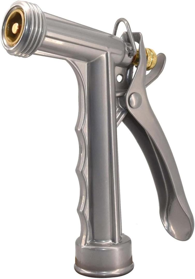 Full Size Zinc Pistol Grip Nozzle with Threaded Front, Silver